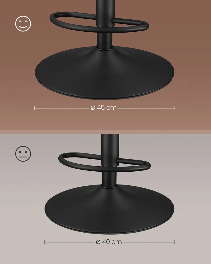 VASAGLE bárszék szett (2 db), magasságában állítható konyhai bárszékek, karamellbarna