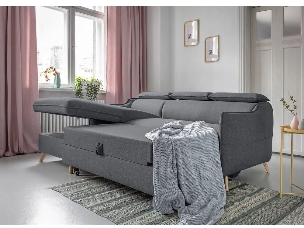 Sötétszürke kinyitható sarokkanapé (bal oldali) Sweet Harmony – Miuform