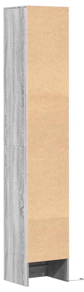 szürke sonoma szerelt fa tálalószekrény LED-del 36x32,5x200 cm