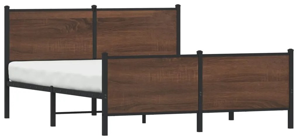 barna tölgy színű fém ágykeret matrac nélkül 150 x 200 cm