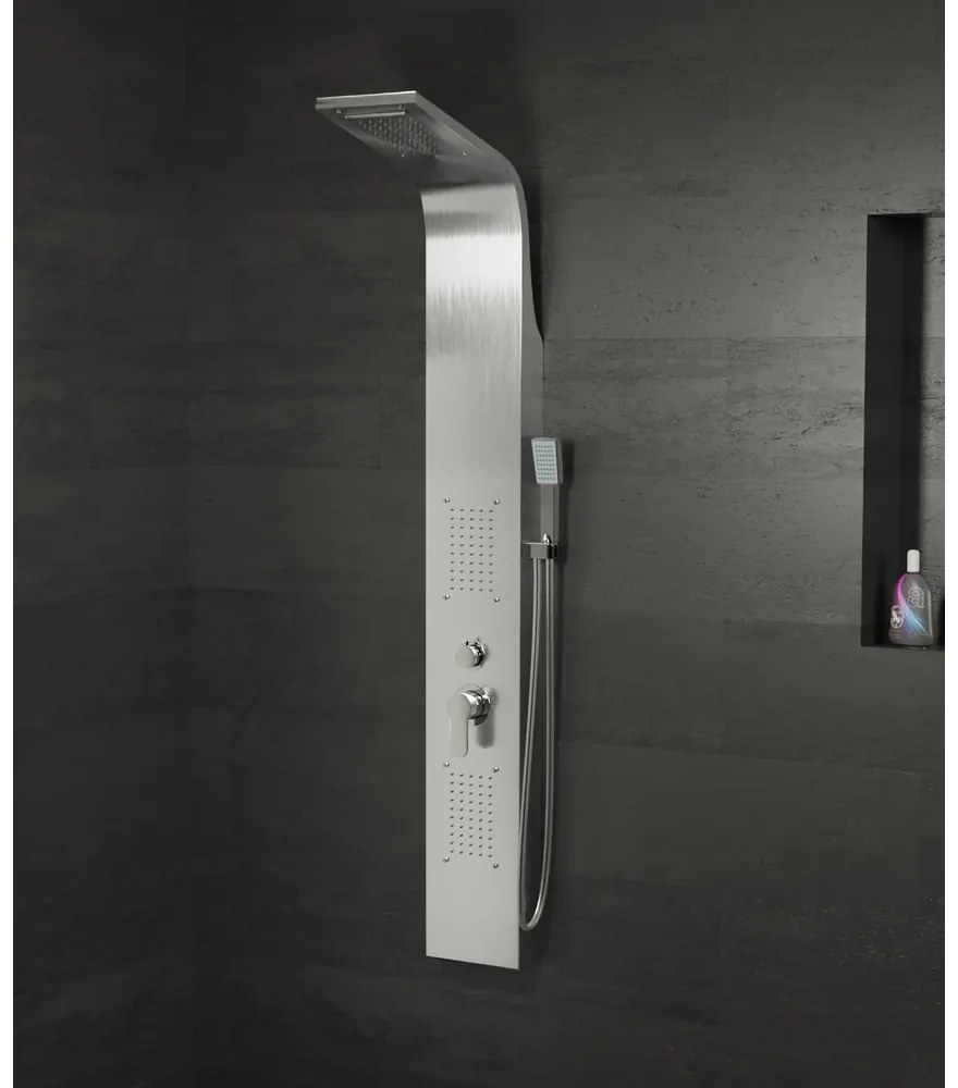 Bologna Silver zuhanypanel, rozsdamentes acél