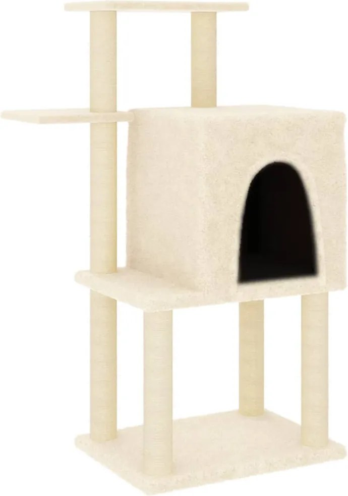 vidaXL krémszínű macskabútor szizál kaparófákkal 97 cm