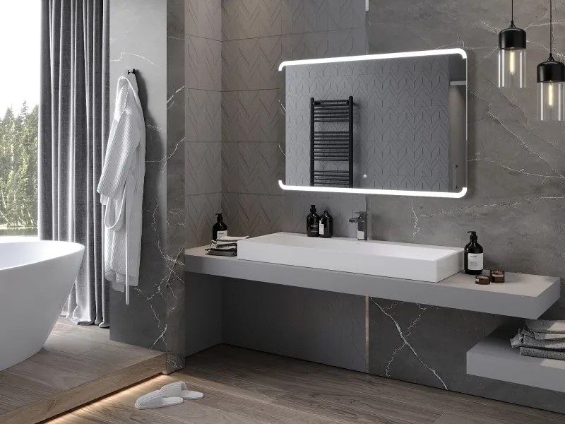 Mexen Nida, LED fürdoszobai tükör háttérvilágítással 120x80 cm, 6000K, páramentes, 9806-120-080-611-00