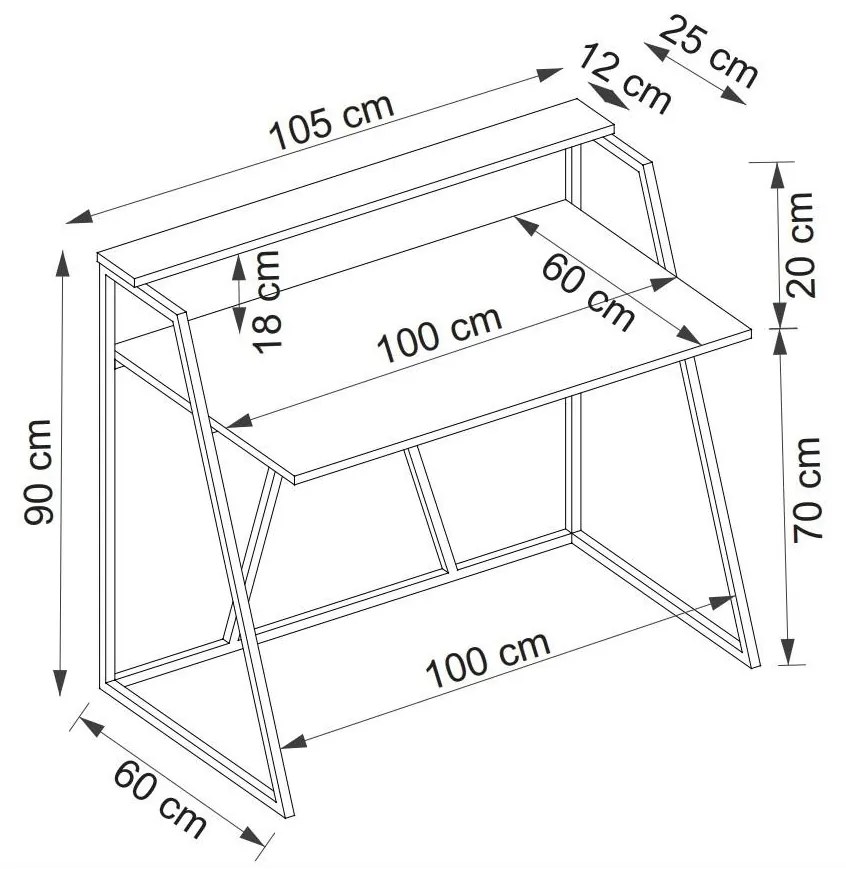 Íróasztal Nidupe 4 (zafír tölgy + fehér) . 1094962