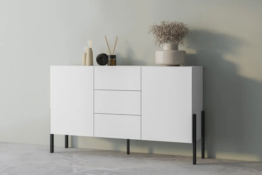 Komod fiokokkal Wezilo 154 cm - fehér supermat