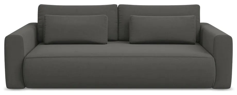 Sötétszürke bársony kinyitható-tárolóhelyes kanapé 238 cm Kapua – Makamii