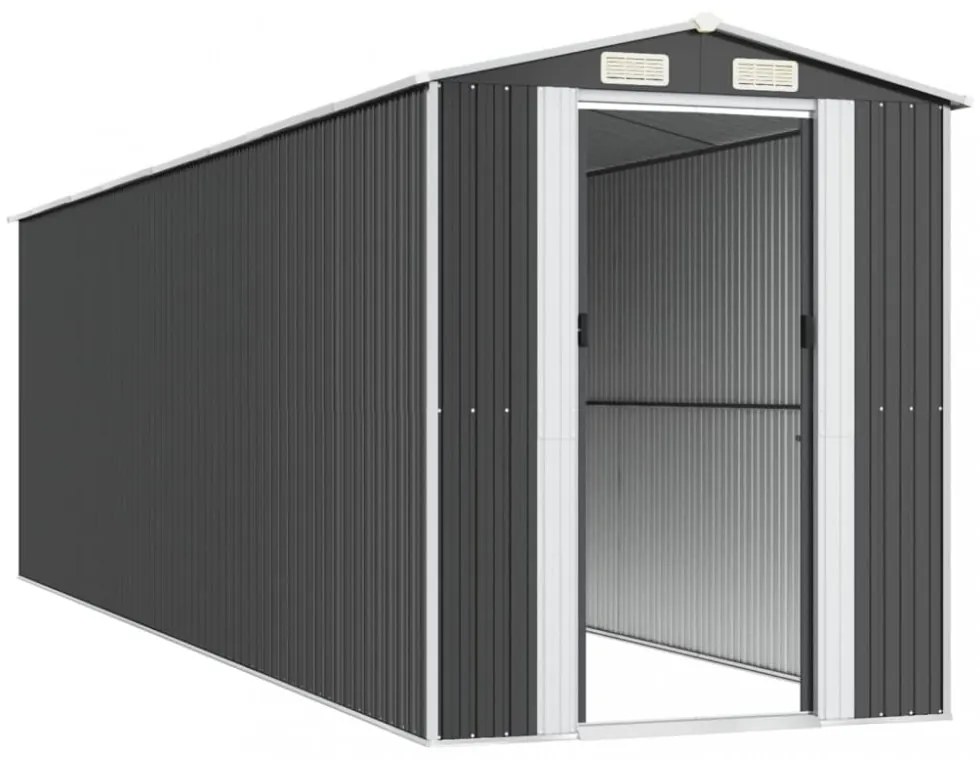 antracitszürke horganyzott acél kerti fészer 192 x 689 x 223 cm