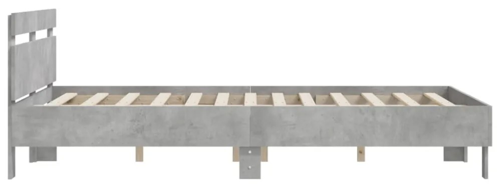 betonszürke szerelt fa ágykeret fejtámlával 140x190 cm