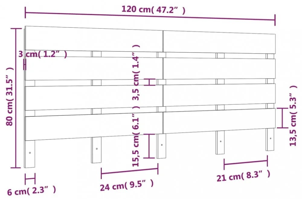 tömör fenyőfa fejtámla 120x3x80 cm