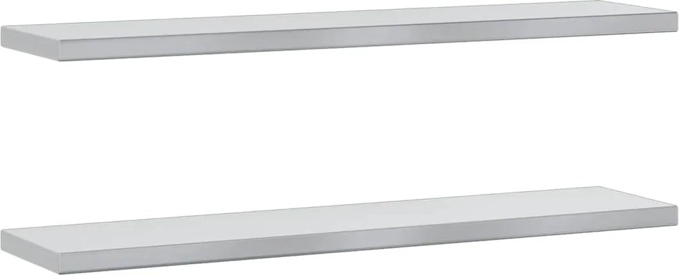 vidaXL 2 db ezüstszínű rozsdamentes acél fali polc 100 x 23,5 x 3 cm