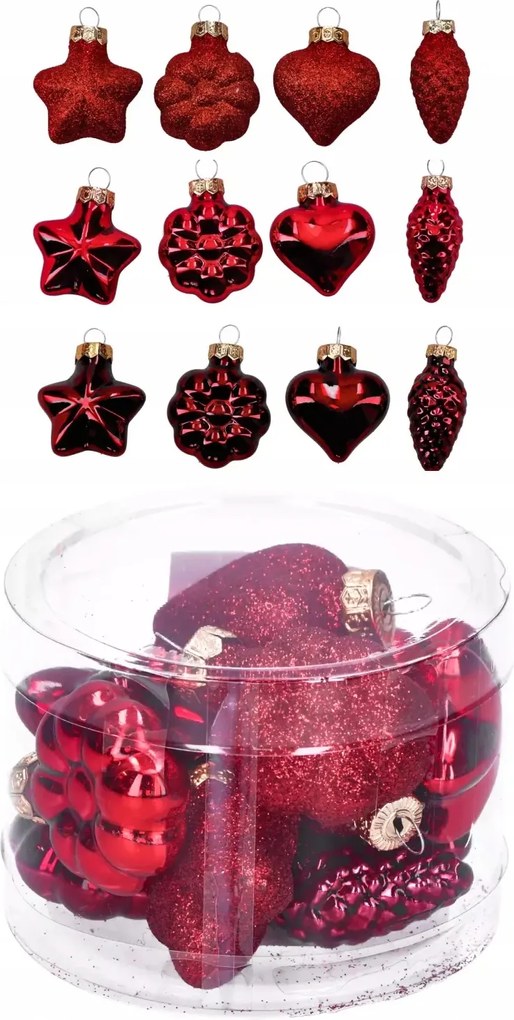 Üveggömbök karácsonyfa forma mix szett x12 Véres karácsonyfa