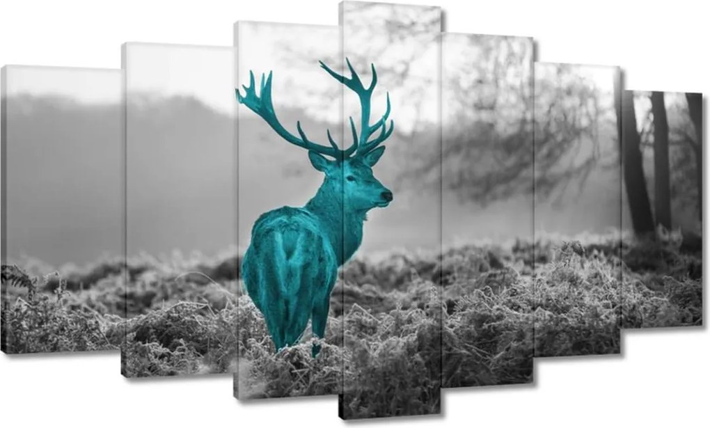 Vászonkép 140x80 Türkiz szarvas agancsokkal