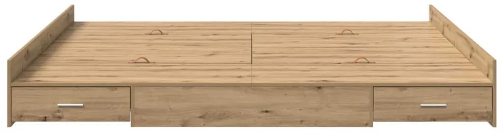 Ágykeret tárolóval fiókkal kézműves tölgy 200 x 200 cm Faanyag
