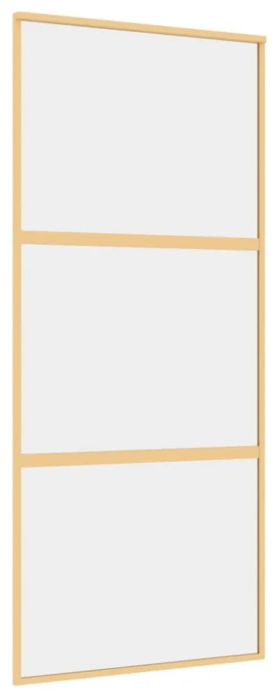 aranyszínű átlátszó ESG üveg és alumínium tolóajtó 90 x 205 cm