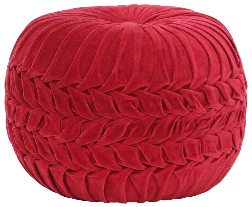 vidaXL piros zubbonyos pamutbársony puff 40 x 30 cm