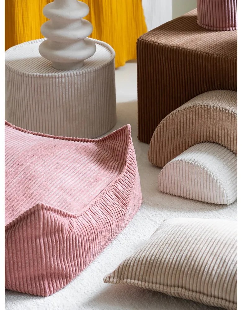 Rózsaszín kordbársony gyerek babzsákfotel Square – Wigiwama