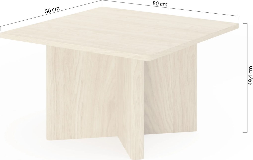 Bellora négyzet alakú dohányzóasztal 80 cm - olajozott tölgy