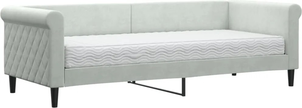 vidaXL világosszürke szövet kanapéágy matraccal 80 x 200 cm