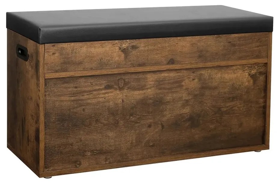 LUJZA cipősszekrény és tároló ülőkével, 80x30x44cm, sötét barna/fekete Vasagle