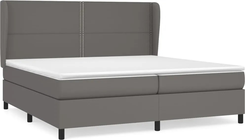 vidaXL szürke műbőr rugós ágy matraccal 200 x 200 cm