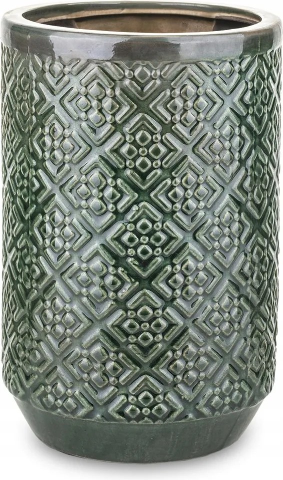 Virágtartó Fedél 26x17cm Zöld Díszített Váza 25