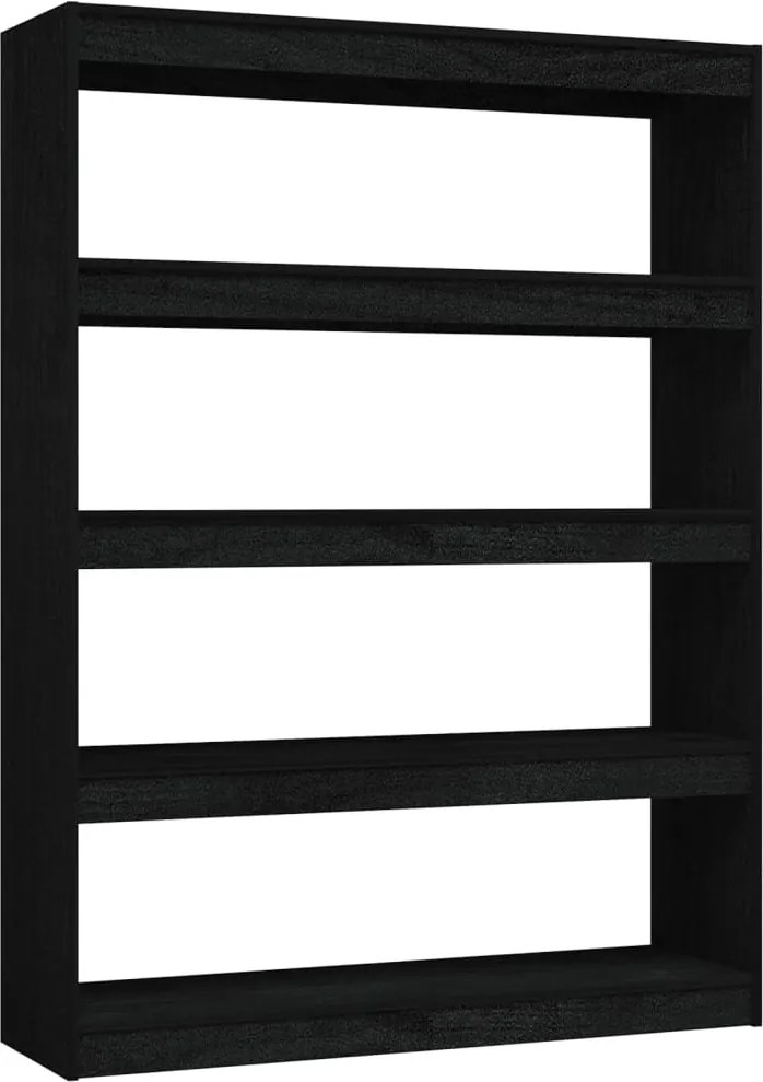 vidaXL fekete tömör fenyőfa könyvszekrény/térelválasztó 100 x 30 x 135,5 cm