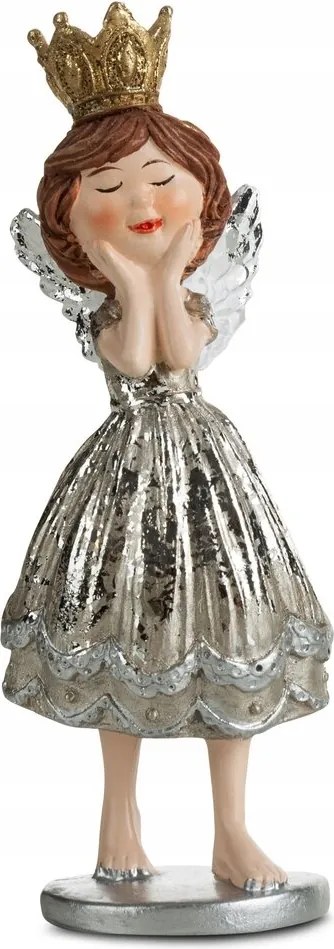 Karácsonyi figura 4x4x11 Eurofirany ezüst arany elmélkedő angyalka