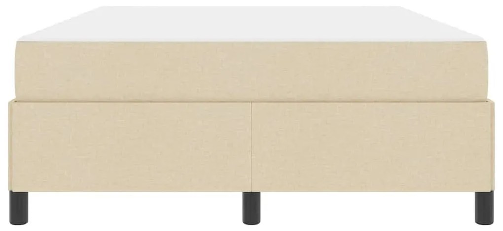 Boxrugós ágy Krém és fekete 140 x 190 cm Textil és mérnöki fa
