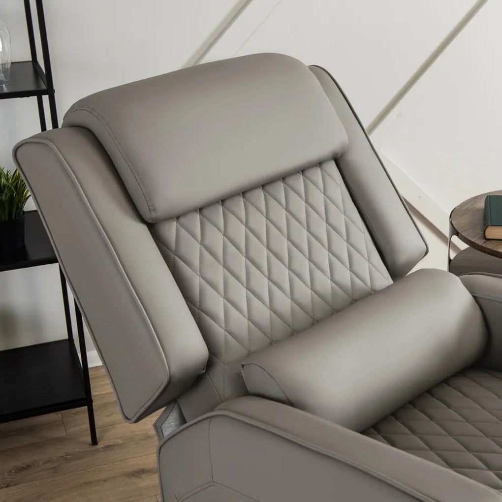 Elegáns Dönthető Relaxfotel Szürke Eco-bőr Kárpittal. VIPER