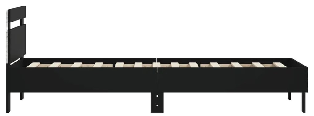 fekete ágykeret fejtámlával és LED-világítással 90 x 190 cm