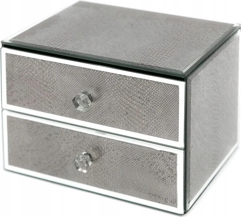 Üveg Komód Ékszertartó Doboz Barna Bézs