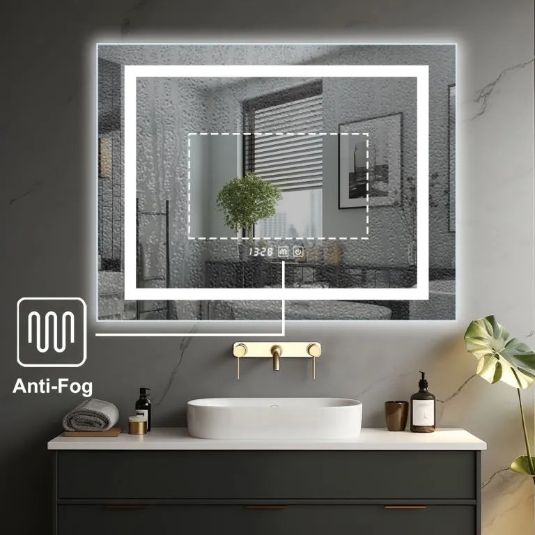 IREDA Fürdőszoba tükör LED világítással 80 x 60 cm