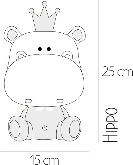 ONLI - LED dimmelhető gyermek éjjeli lámpa PUPPIES LED/3W/230V 25 cm víziló/szürke