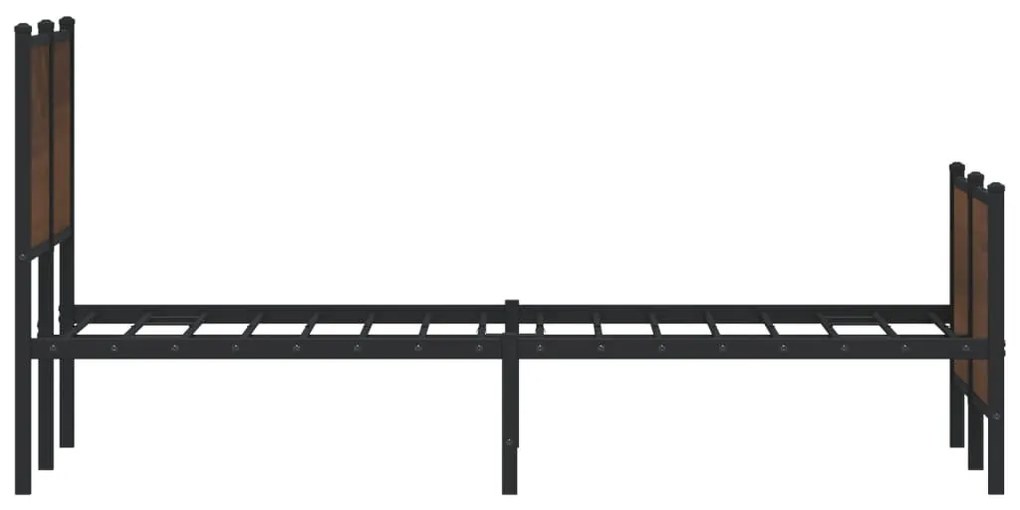 barna tölgy színű fém ágykeret matrac nélkül 140 x 190 cm