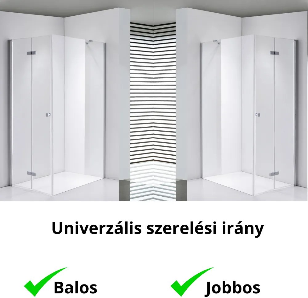 Stuxi Verona 90x120 aszimmetrikus csuklóajtós zuhanykabin 6 mm vízlepergető biztonsági üveggel, króm