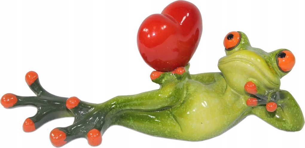 Béka figura béka Valentin napra szív a kézben fekvő dísz vicces figura