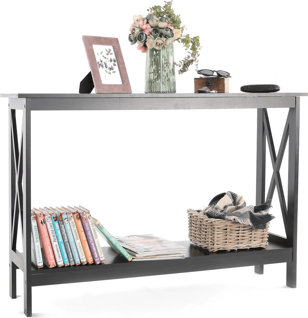 Konzolasztal, fekete, APOLOS