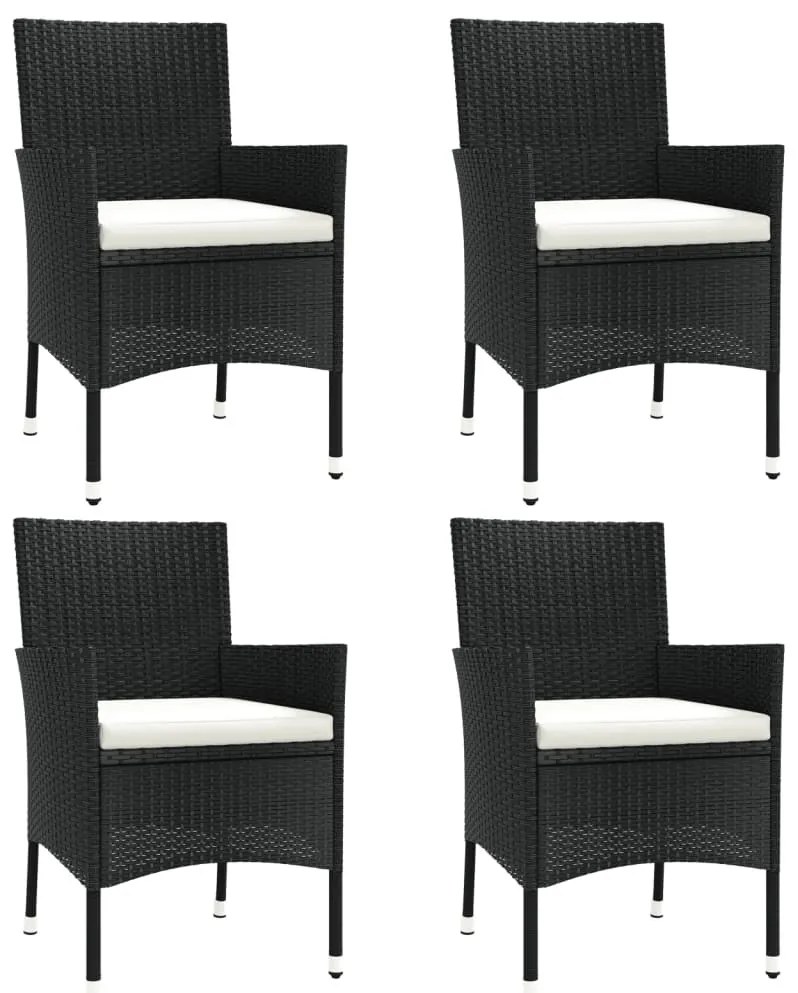 4 db fekete polyrattan kerti szék párnákkal (csak Egyesült Királyság/Írország/FI/NO)