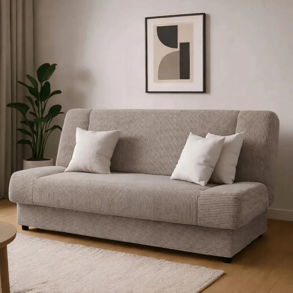 Kihúzható kanapé bézs színben sztruks kárpitozással - PIANO