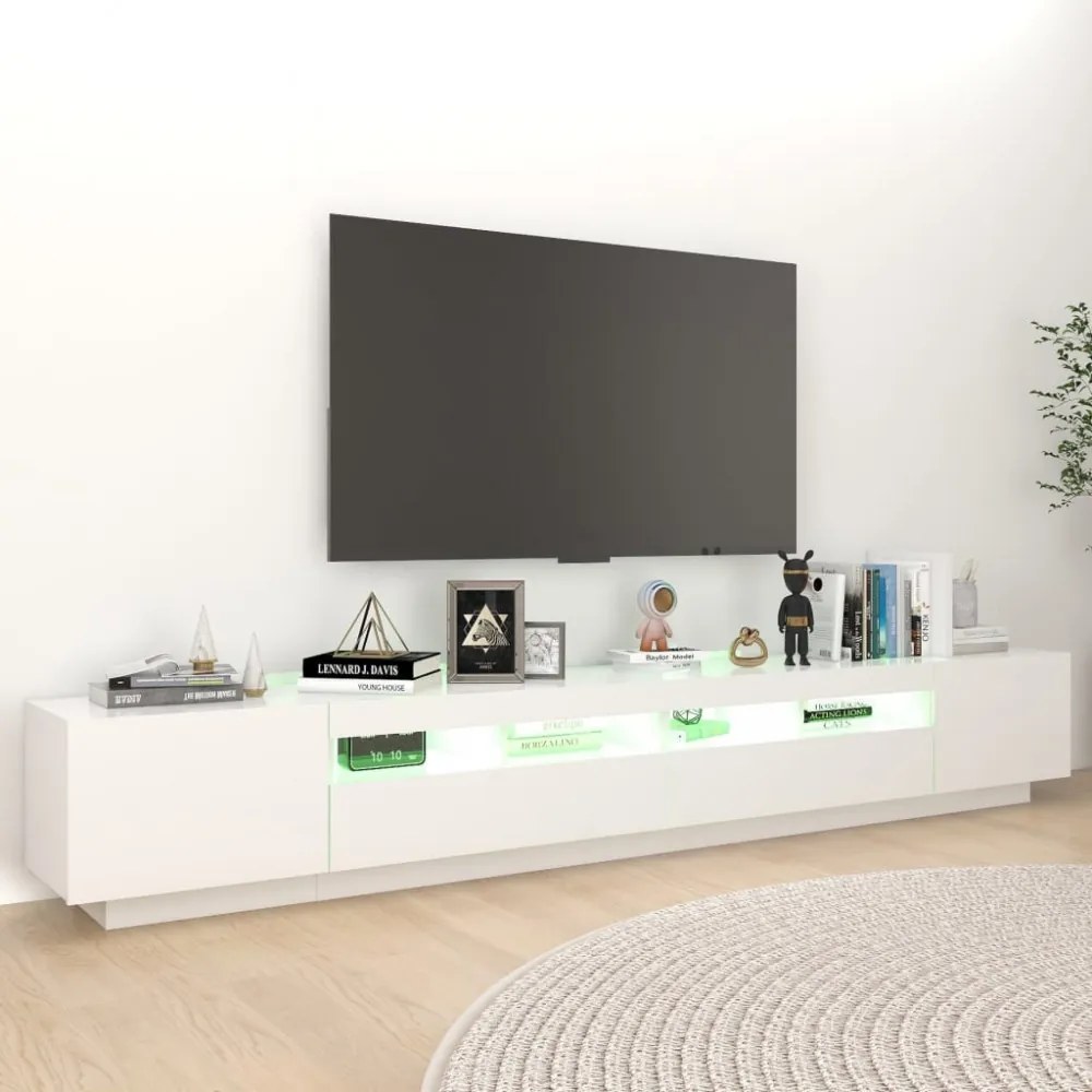 fehér TV-szekrény LED-lámpákkal 260 x 35 x 40 cm