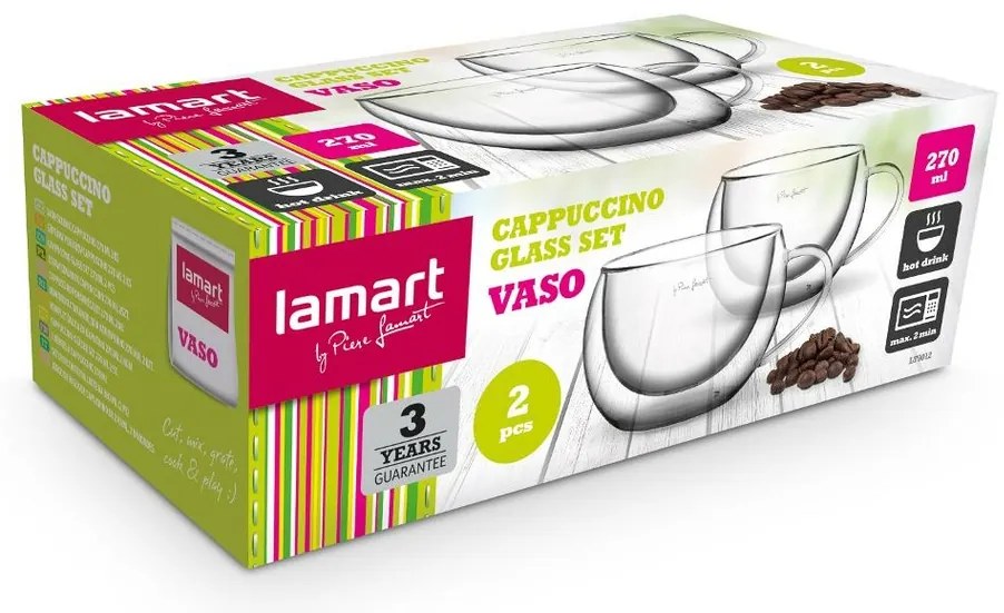 Lamart LT9012 Cappuccino Vaso pohárkészlet, 270ml, 2 db