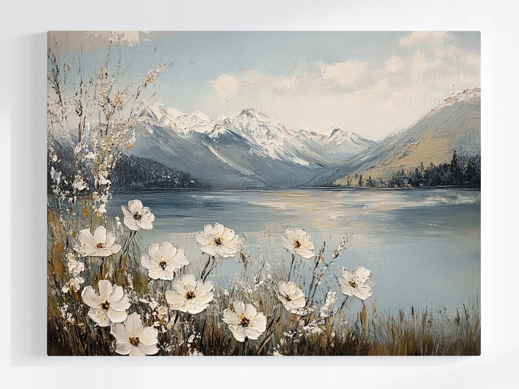 Vászonkép Canvas Tájkép Hegyek Tátra Tó Völgy Virágok 80x60