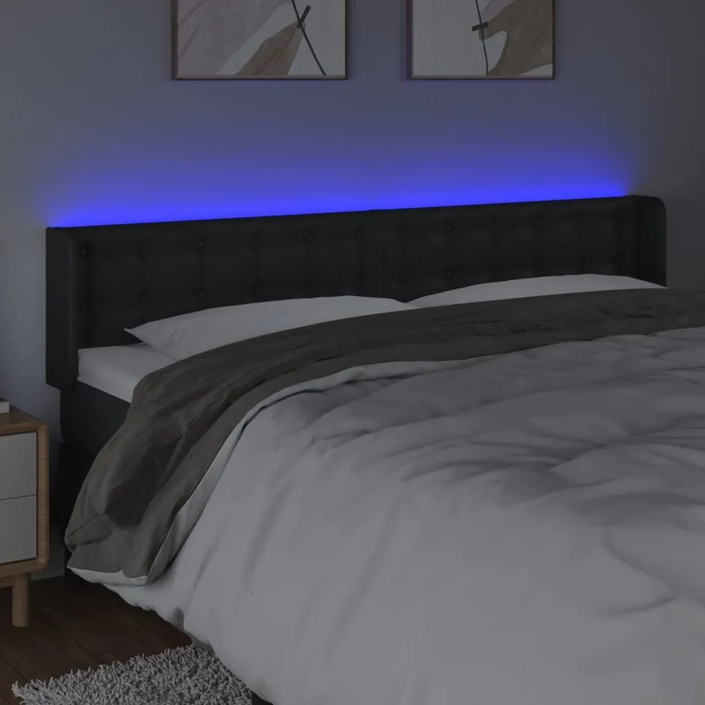 fekete műbőr LED-es fejtámla 203 x 16 x 78/88 cm