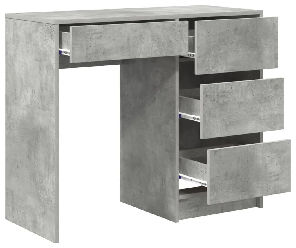 vidaXL Asztal fiókkal tárolóval Beton Szürke 90 x 37.5 x 75 cm Faanyag