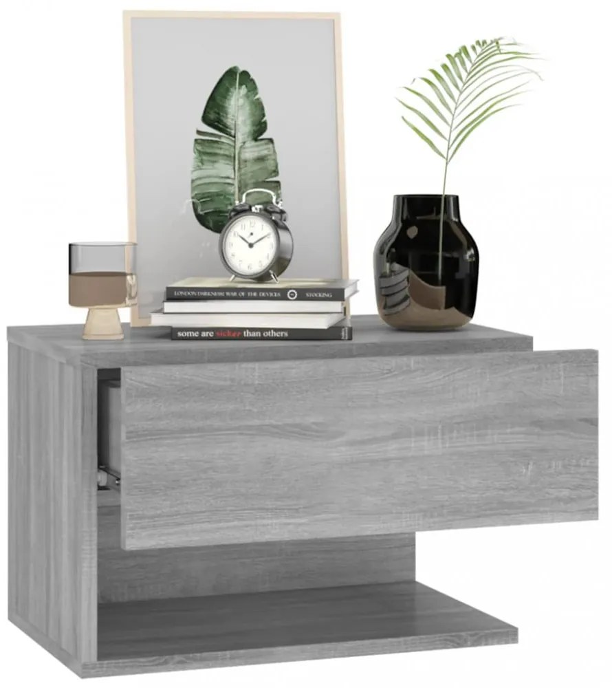 szürke sonoma tölgy színű falra szerelhető éjjeliszekrény