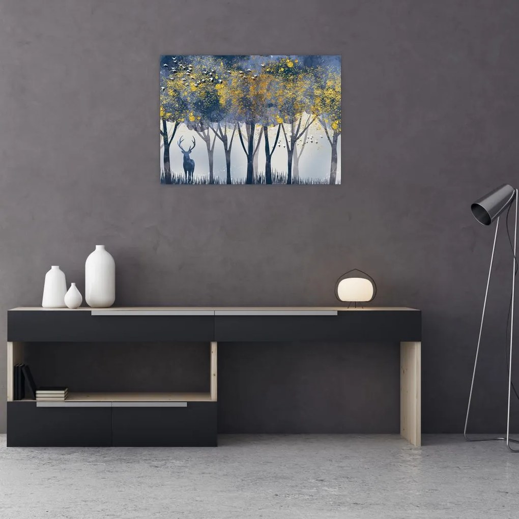 Kép egy szarvasról az erdőben (70x50 cm)