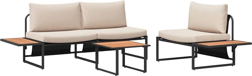 vidaXL Kert étkező szett 3 pcs Tópszínű Acél