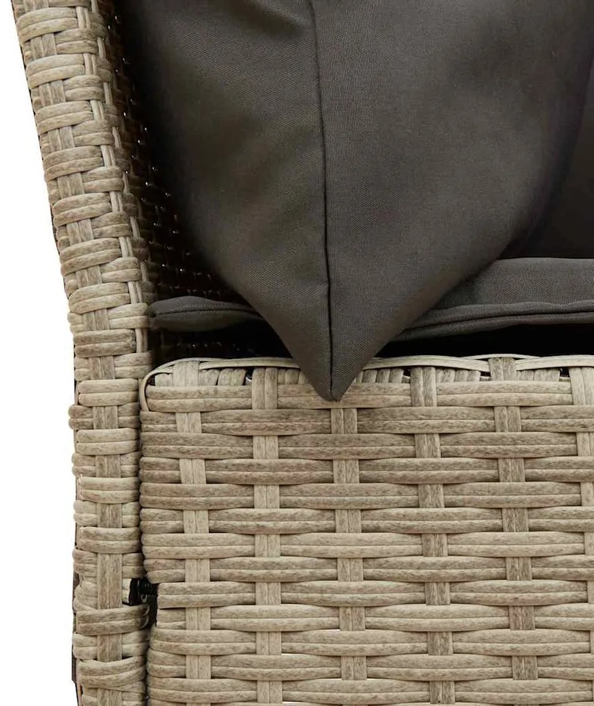 világosszürke polyrattan kerti kanapé párnával