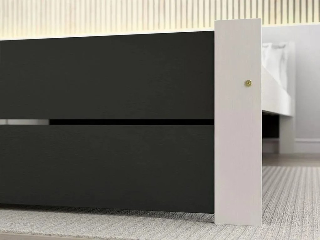 Ágy IKAROS DOUBLE 80 x 200 cm, antracit/fehér Ágyrács: Ágyrács nélkül, Matrac: Sommera 18 cm matrac