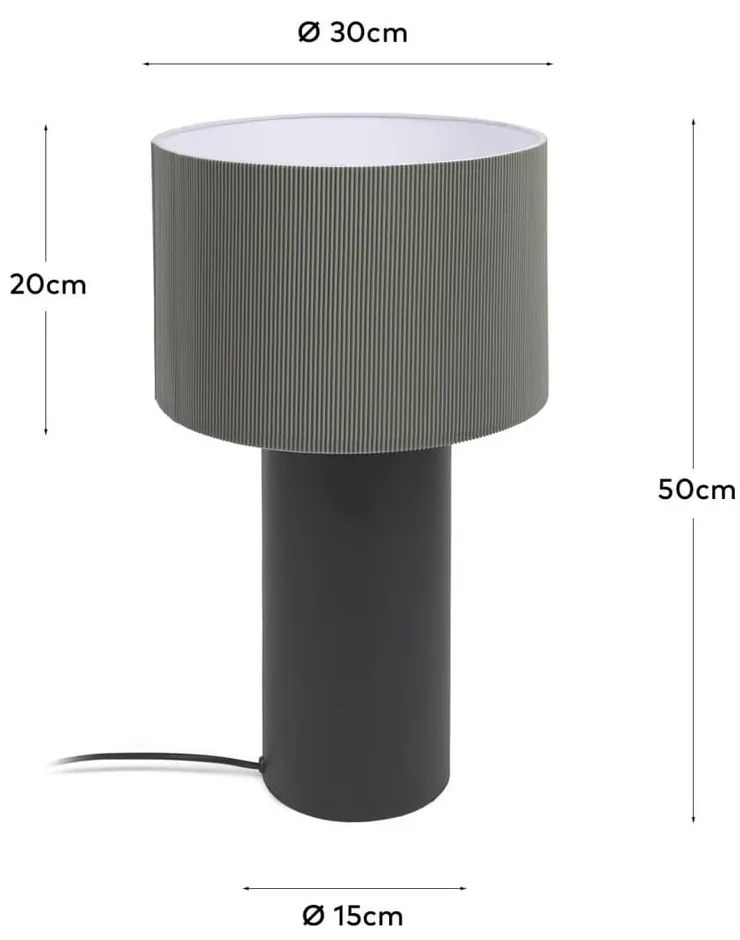 Fekete-szürke asztali lámpa fém búrával (magasság 50 cm) Domicina – Kave Home
